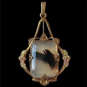 Vintage Gold Filled Dendritic Agate Pendant